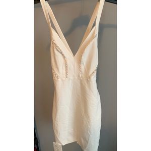 Tobi | White Sexy Deep V Body Con Dress | Small